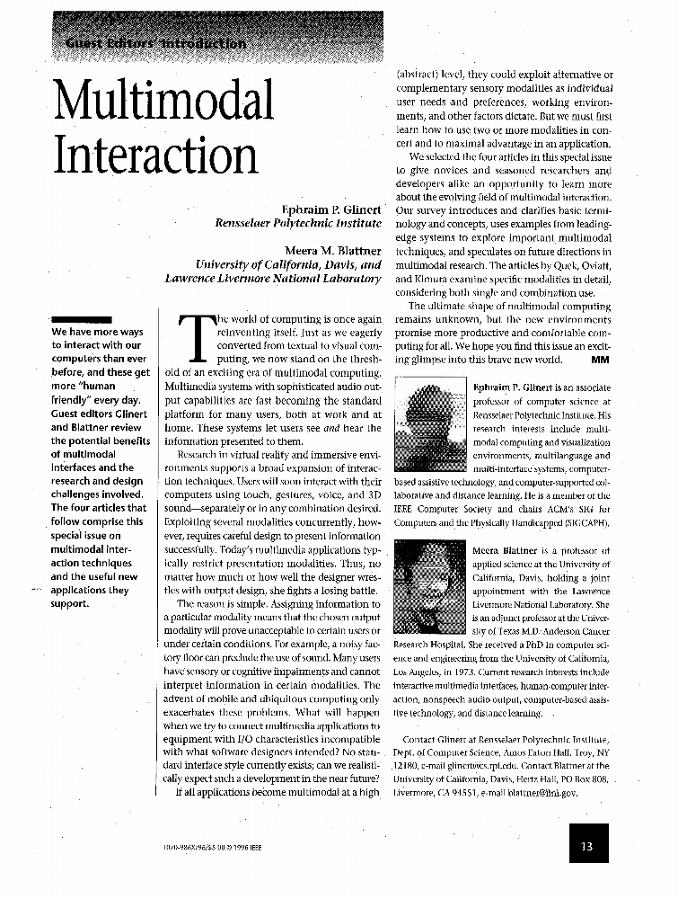 Multimodal Interaction Ieee Journals Magazine Ieee Xplore