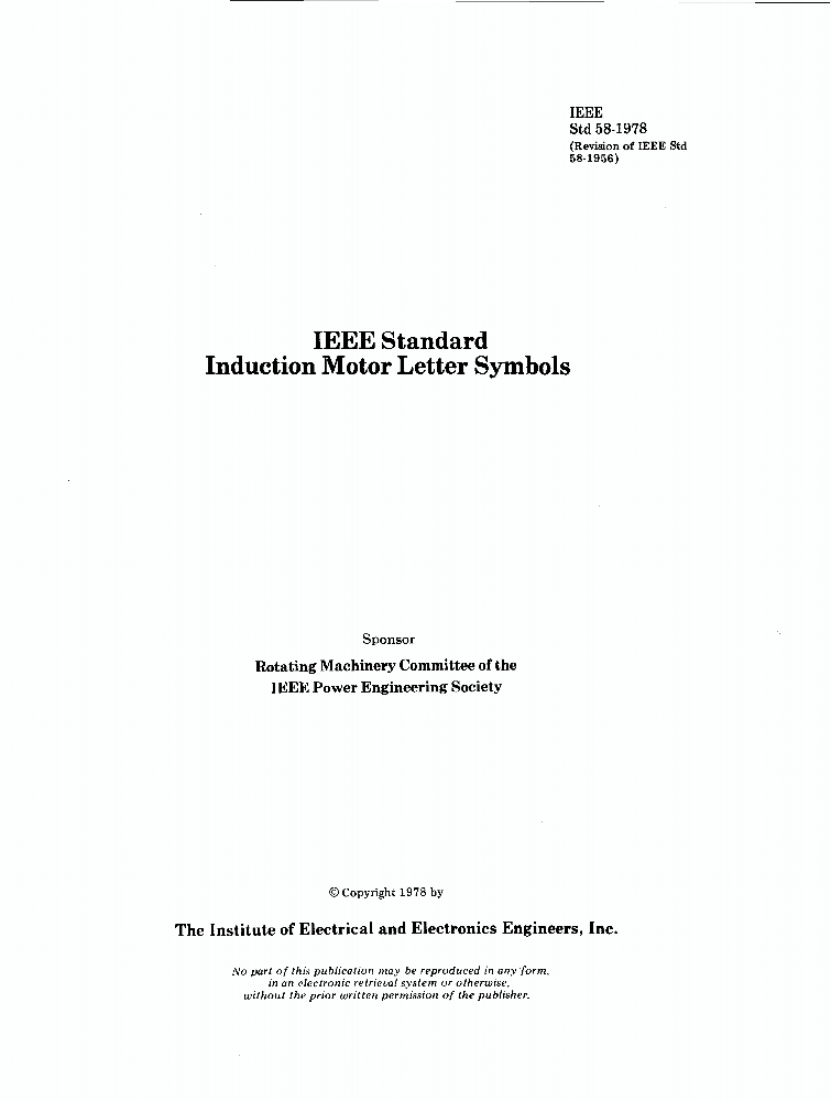 58-1978 - IEEE Standard Induction Motor Letter Symbols ...