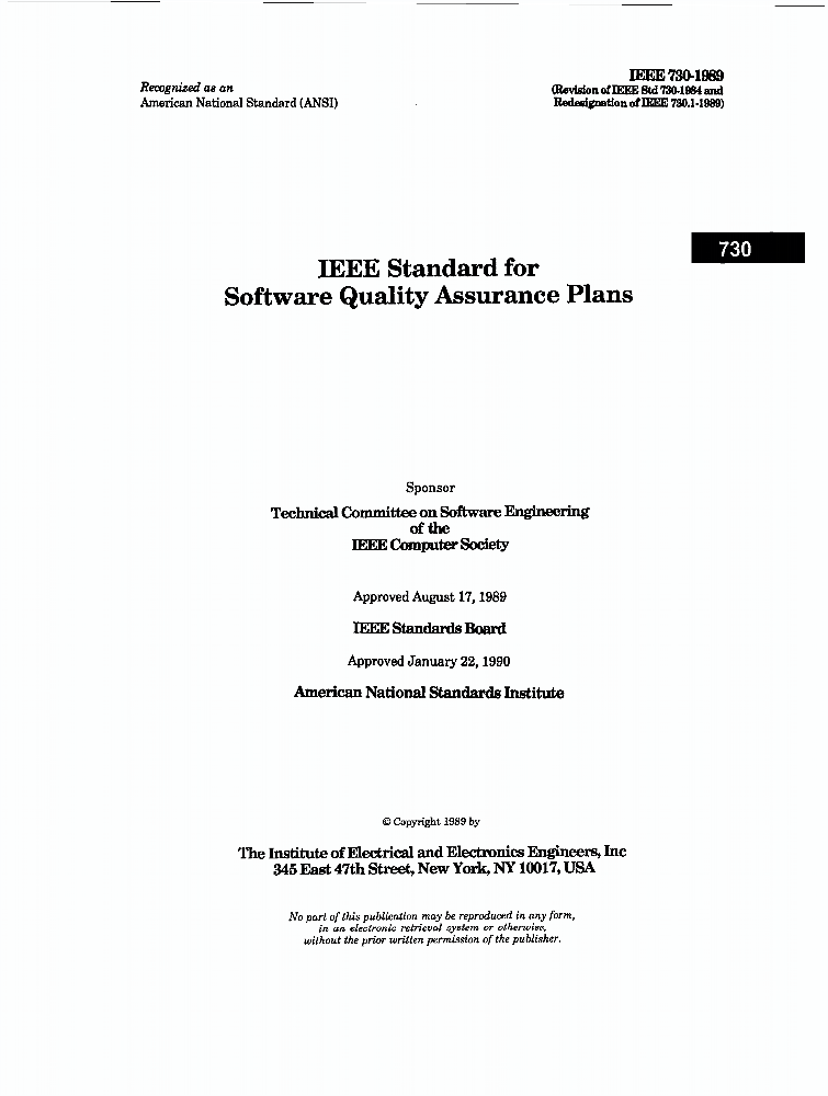 IEEE Std 730.1-1995 Standard for Software Quality Assurance Plans