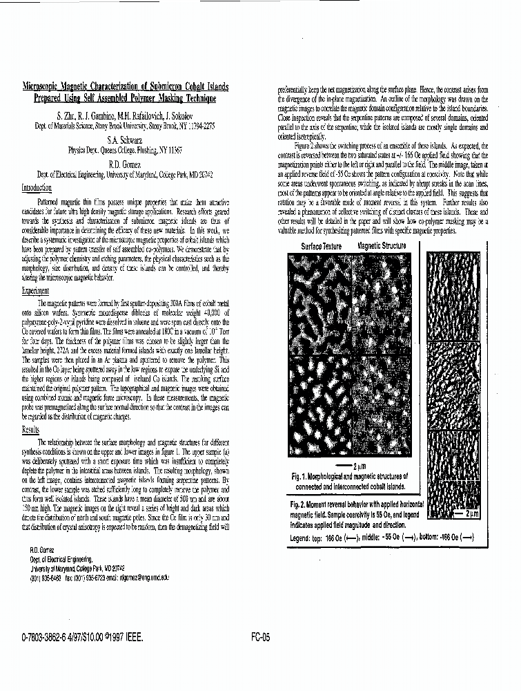 Microscopic Magnetic Characterization Of Submicron Cobalt Islands