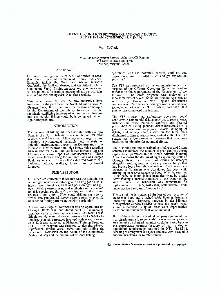 Potential conflicts between oil and gas industry activities and commercial  fishing, IEEE Conference Publication