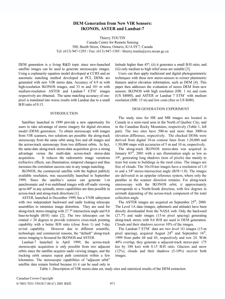 Igarss 2001: International Geoscience and Remote Sensing Symposium, 9-13 July 2001 N. S. W