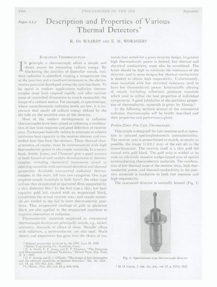 Description And Properties Of Various Thermal Detectors Ieee Journals Magazine Ieee Xplore