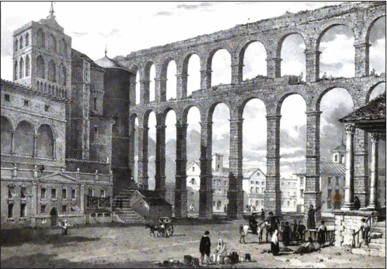 Figure 2. - Segovia Aqueduct in 1824 by Edward Hawke Locker.