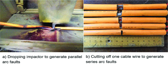 Fig. 1: - 
The samples damaged cable prepared for arc generation.
