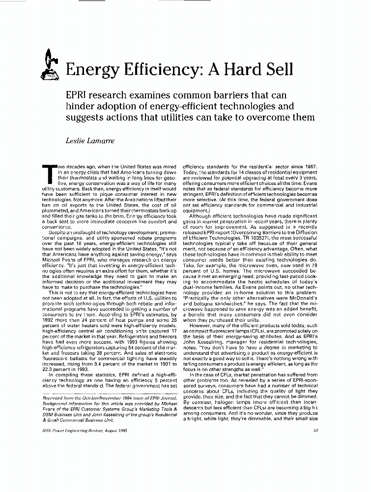 Energy efficiency A hard sell IEEE Journals & Magazine IEEE Xplore