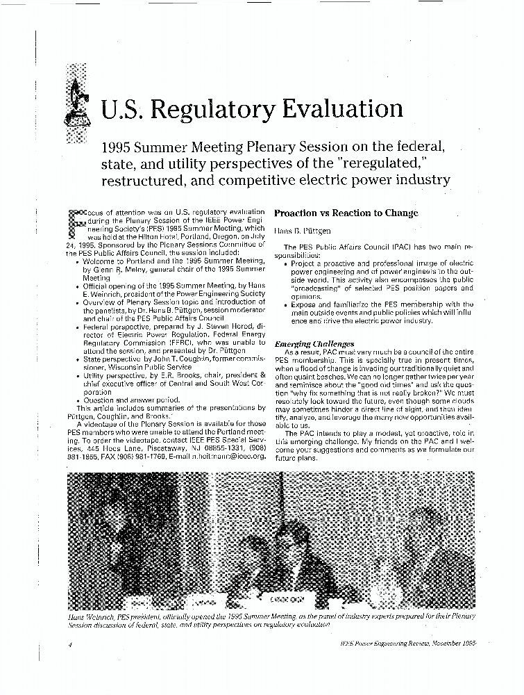 Proaction vs Reaction to Change [U.S. Regulatory Evaluation] IEEE