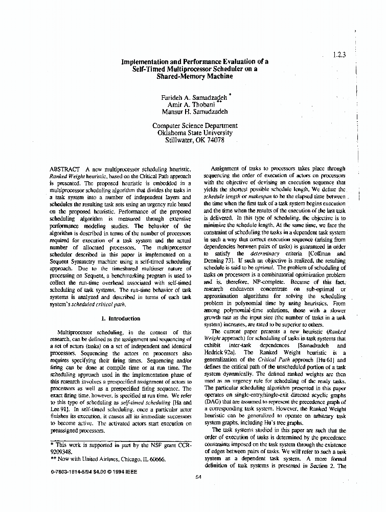 Implementation and performance evaluation of a selftimed