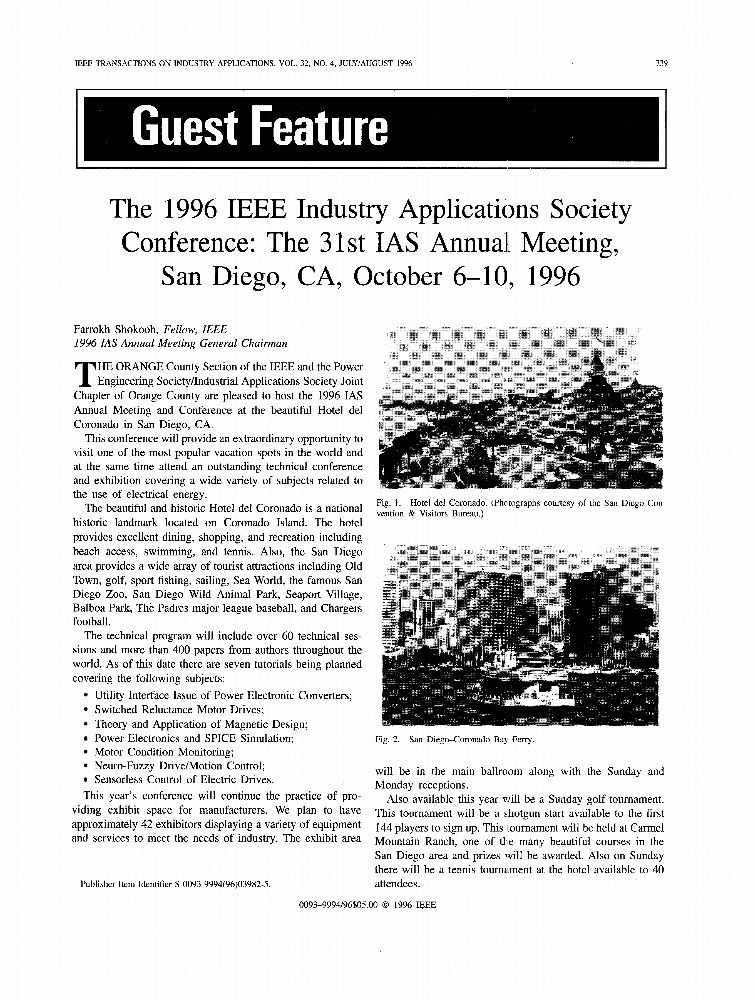 Guest Feature The 1996 IEEE Industry Applications Society Conference
