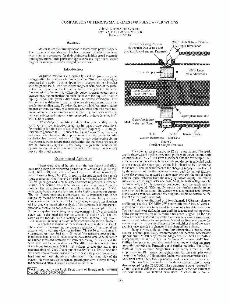 COMPARISON OF FERRITE MATERIALS FOR PULSE APPLICATIONS IEEE