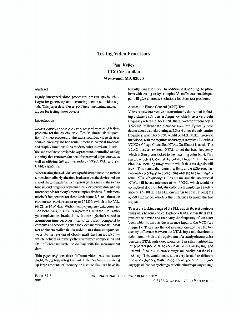 Testing Video Processors IEEE Conference Publication IEEE Xplore