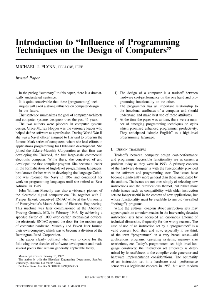 Introduction to :Influence of Programming Techniques on the Design of ...