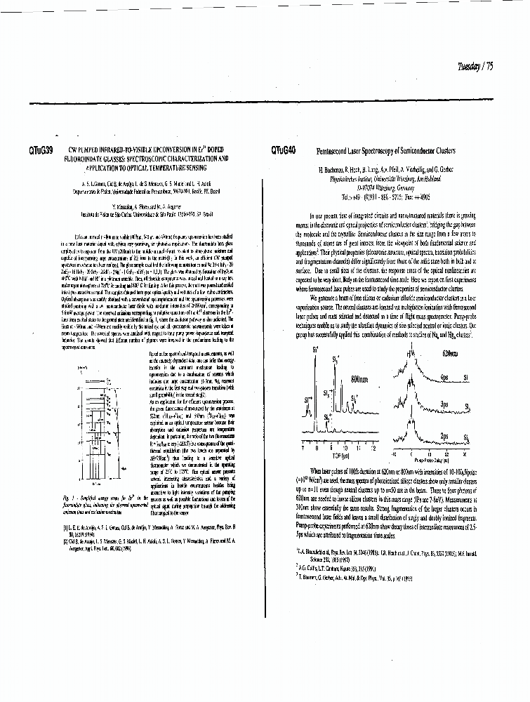Femtosecond Laser Spectroscopy of Semiconductor Clusters IEEE