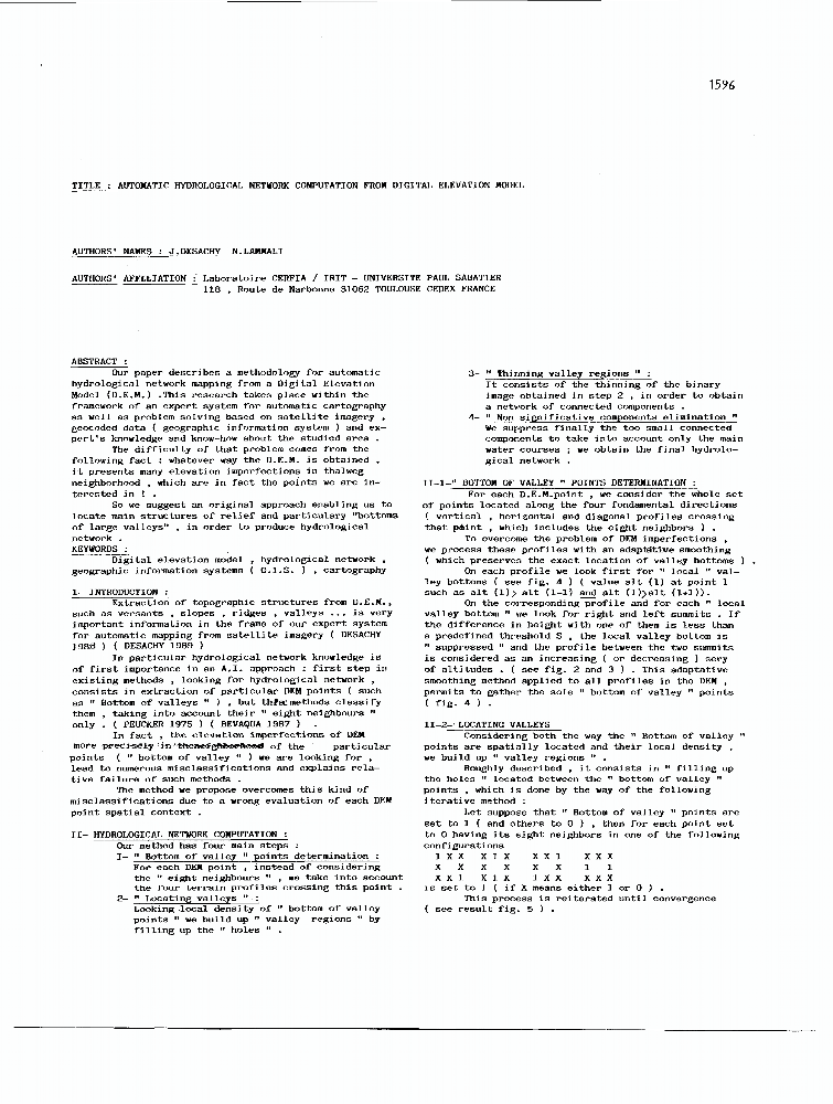 Automatic Hydrological Network Computation From Digital Elevation Model