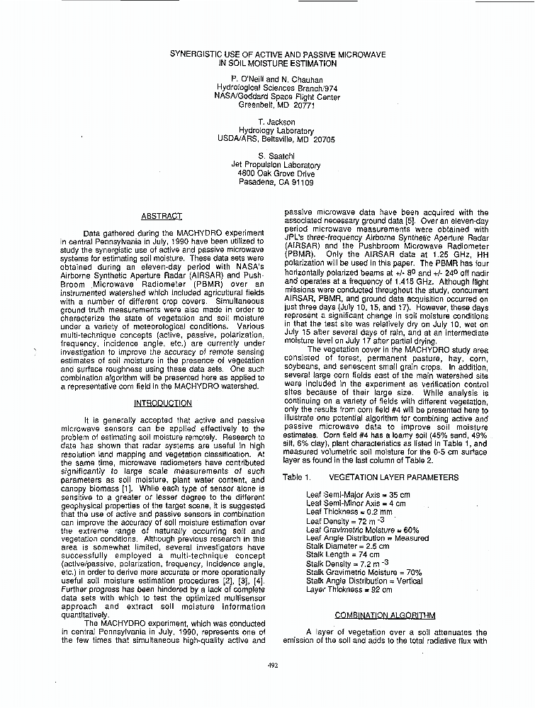 Synergistic Use Of Active And Passive Microwave In Soil Moisture ...