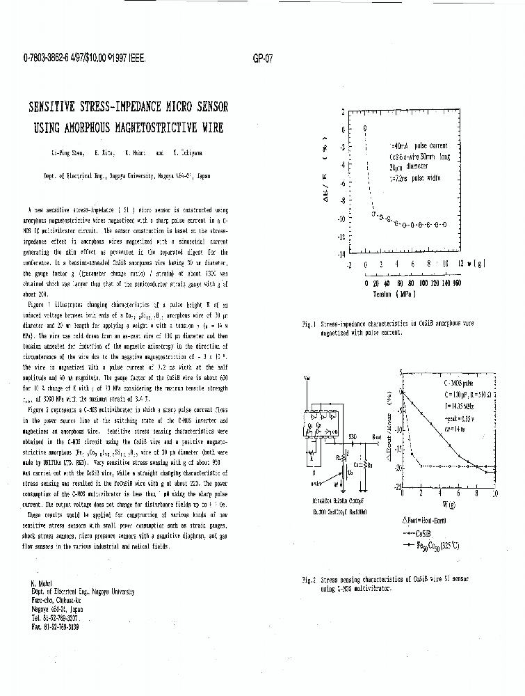 Sensitive Stress-impedance Micro Sensor Using Amorphous ...