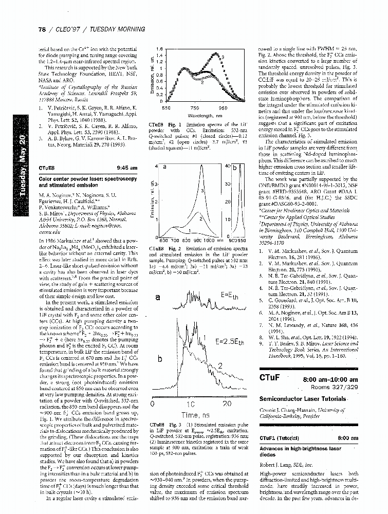 Color center powder laser spectroscopy and stimulated emission IEEE