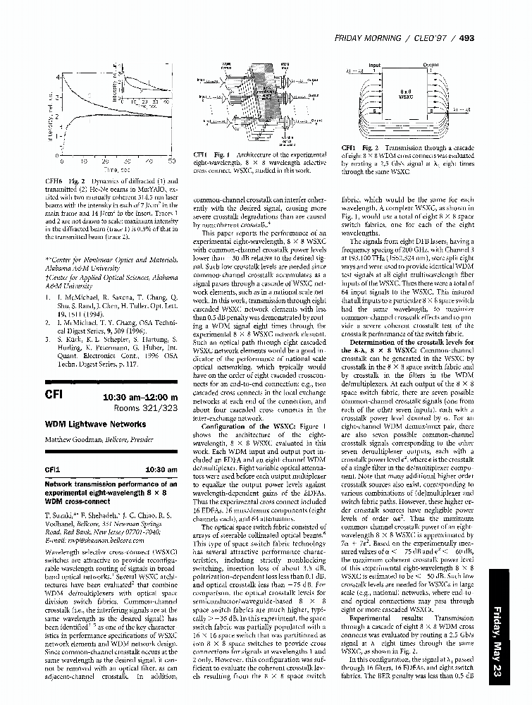 Network transmission performance of an experimental eightwavelength 8