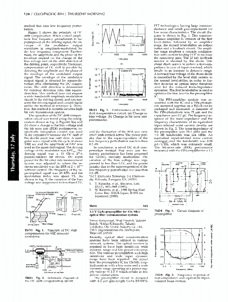 3.3 V GaAs Preamplifier For 156 Mb/s Optical Fiber Communication Systems IEEE Conference