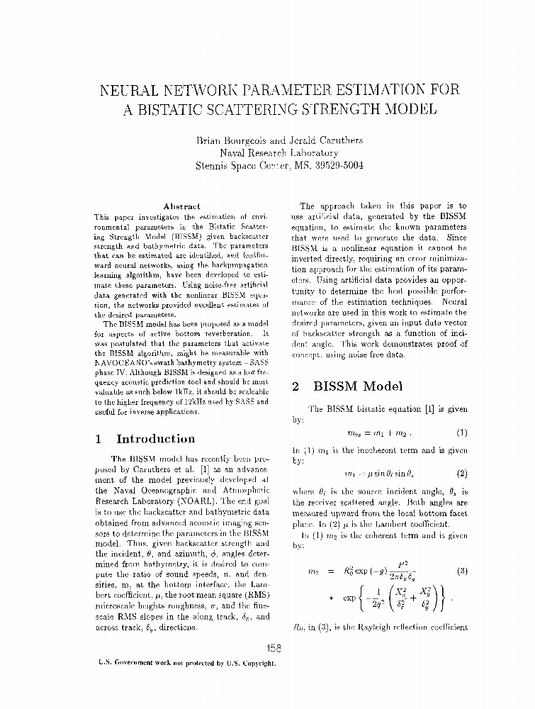 Neural Network Parameter Estimation For A Bistatic Scattering Strength