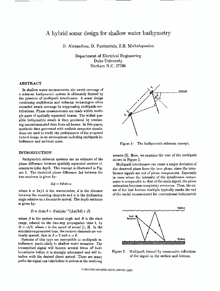 A hybrid sonar design for shallow water bathymetry IEEE Conference