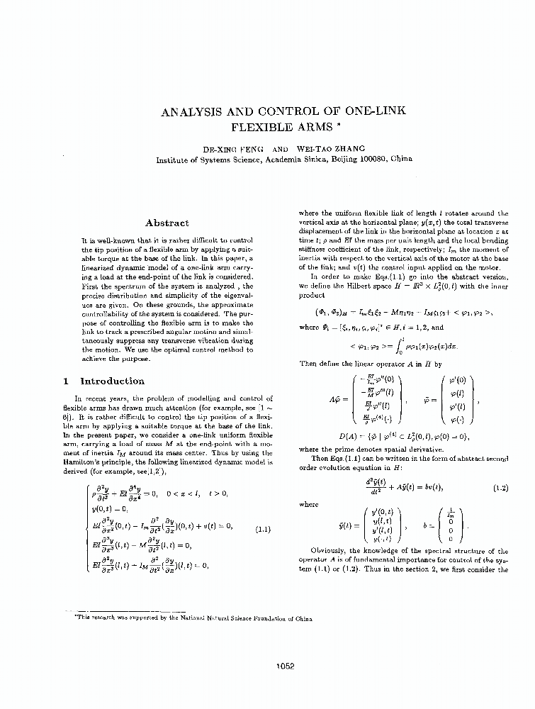 Analysis And Control Of Onelink Flexible Arms IEEE Conference Publication IEEE Xplore