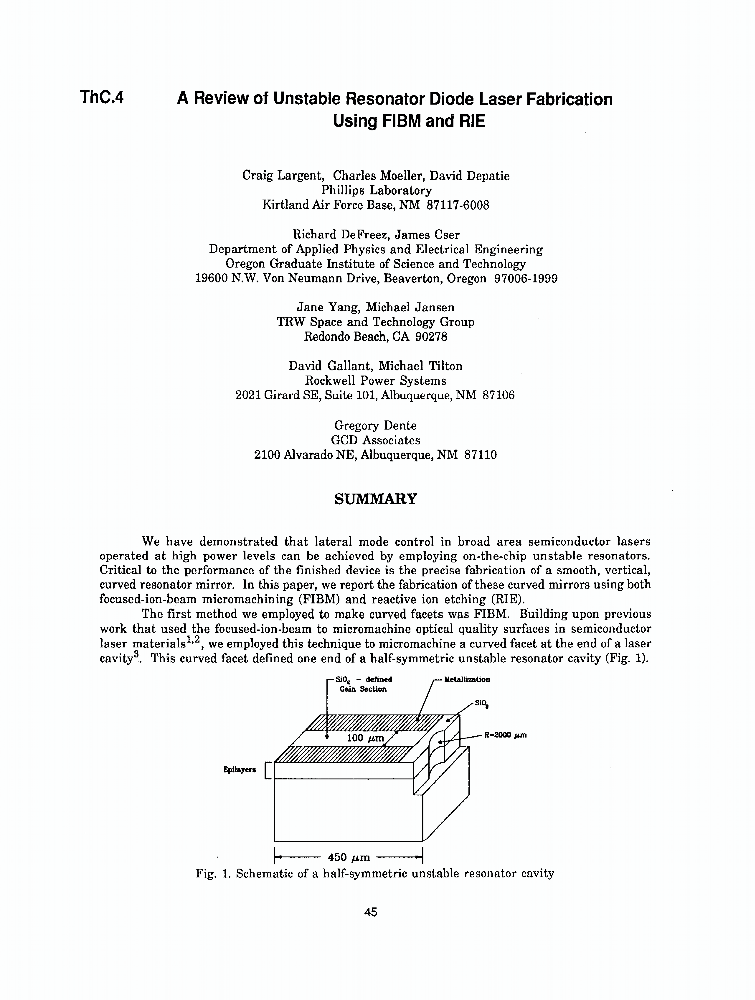 A Review Of Unstable Resonator Diode Laser Fabrication Using FIBM And RIE IEEE Conference