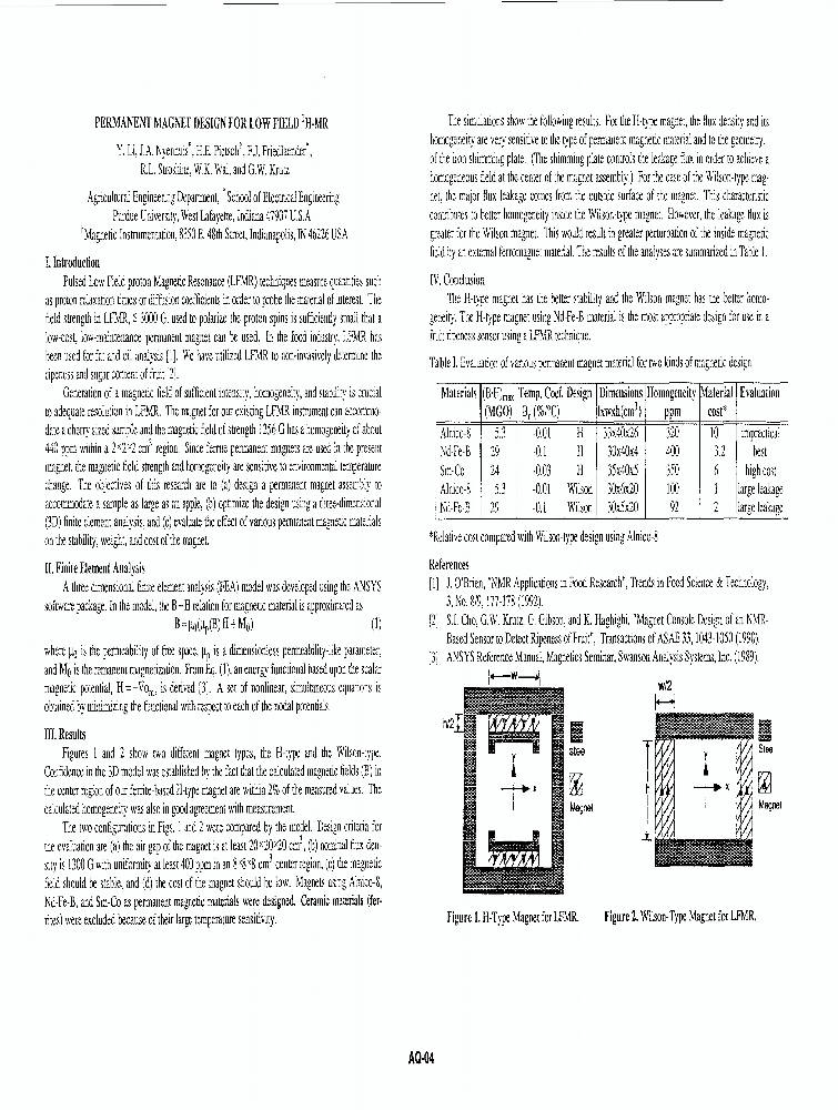 Permanent Design For Low Field/sup 1/ HMR IEEE Conference
