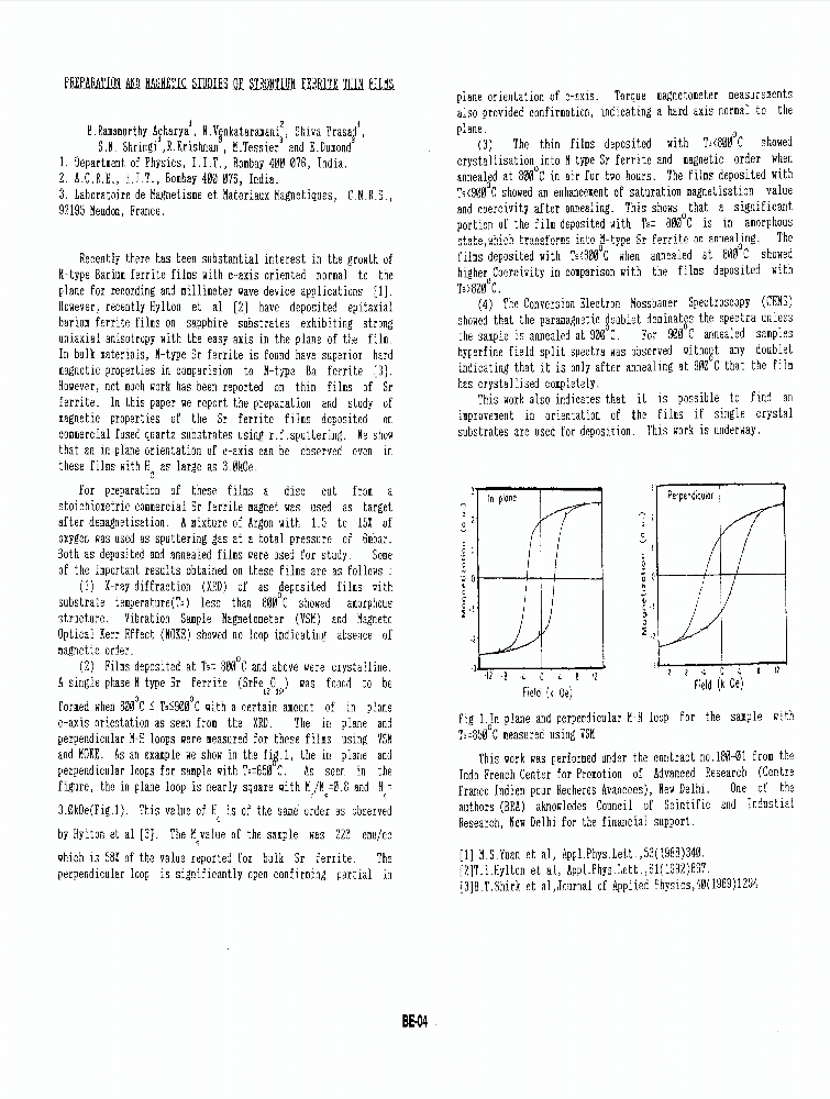 Preparation and studies of strontium ferrite thin films IEEE