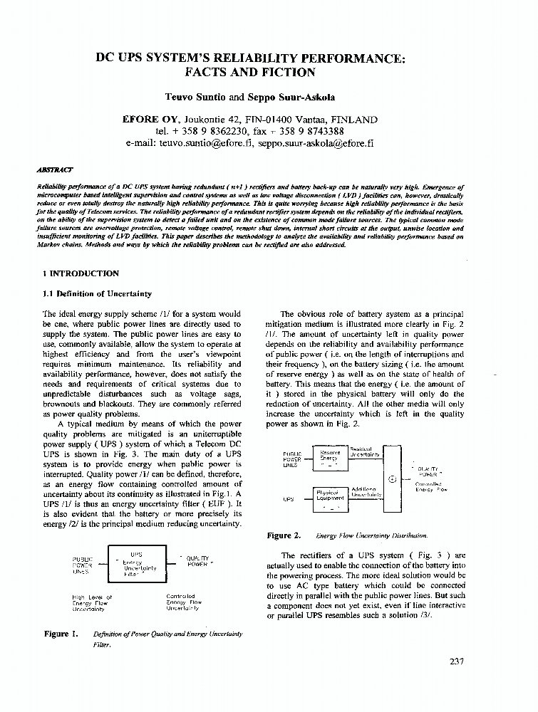 Dc Ups Systems Reliability Performance Facts And Fiction Ieee Conference Publication Ieee 8464