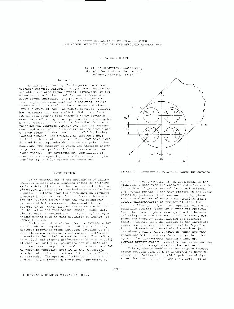 Aperture Synthesis Of Monoputse Antenna For Radome Analysis Using