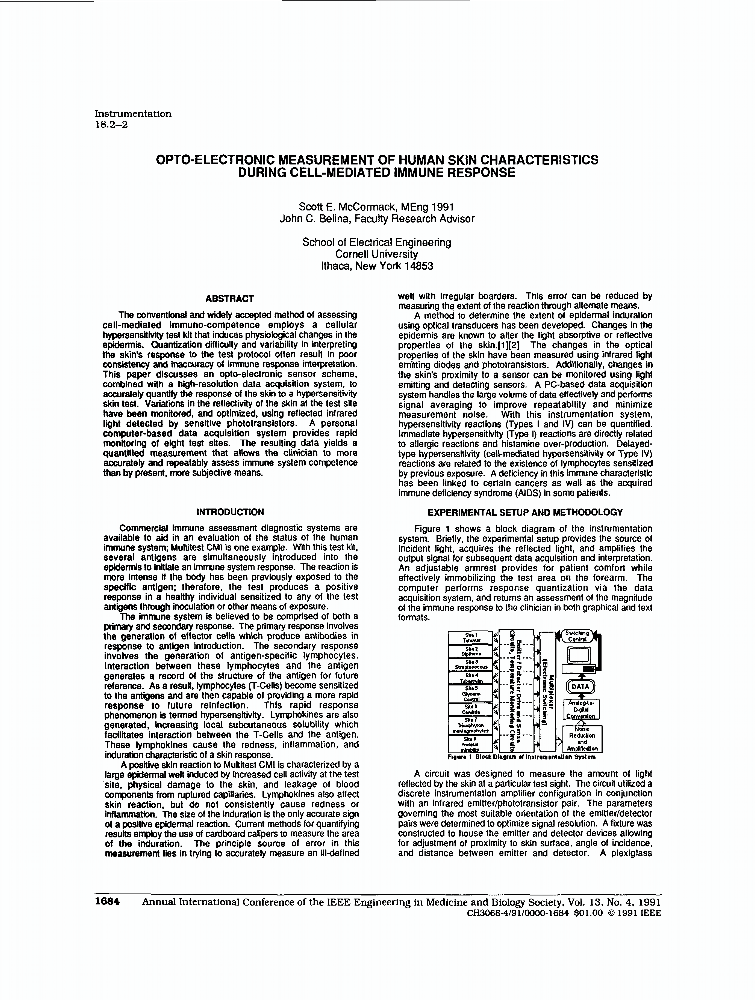 Optoelectronic Measurement Of Human Skin Characteristics During Cell