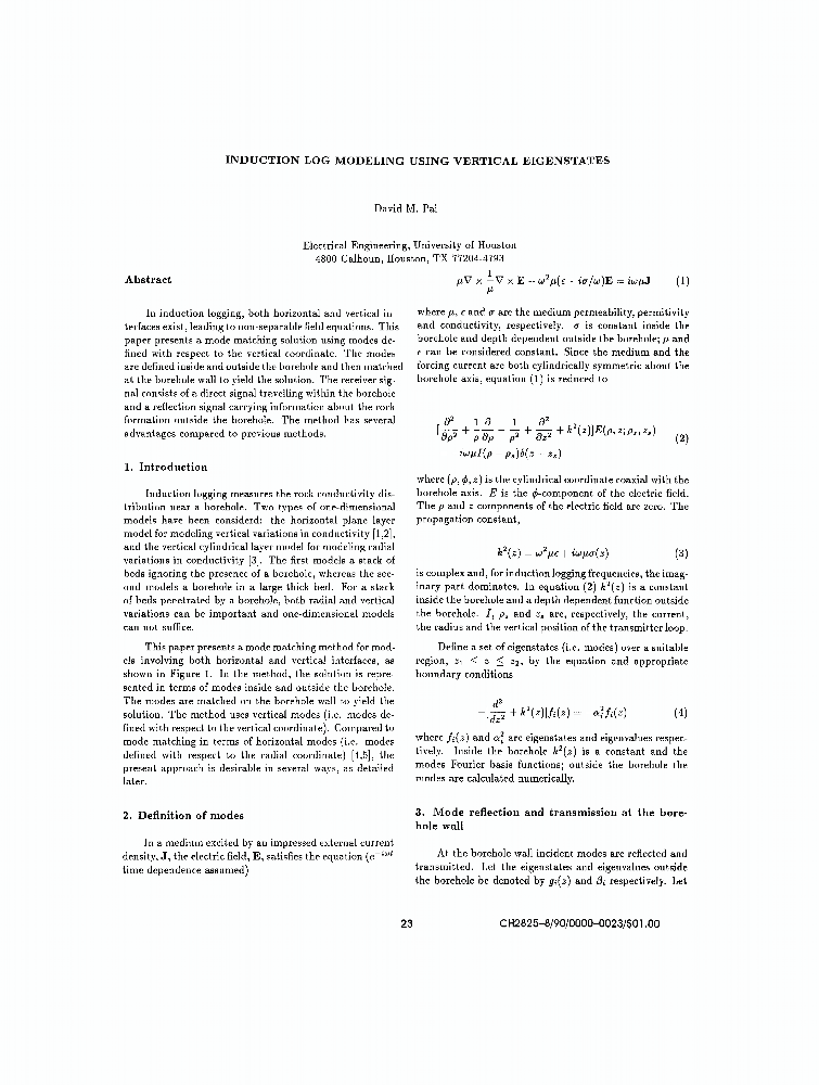 Induction Log Modeling Using Vertical Eigenstates IEEE Conference