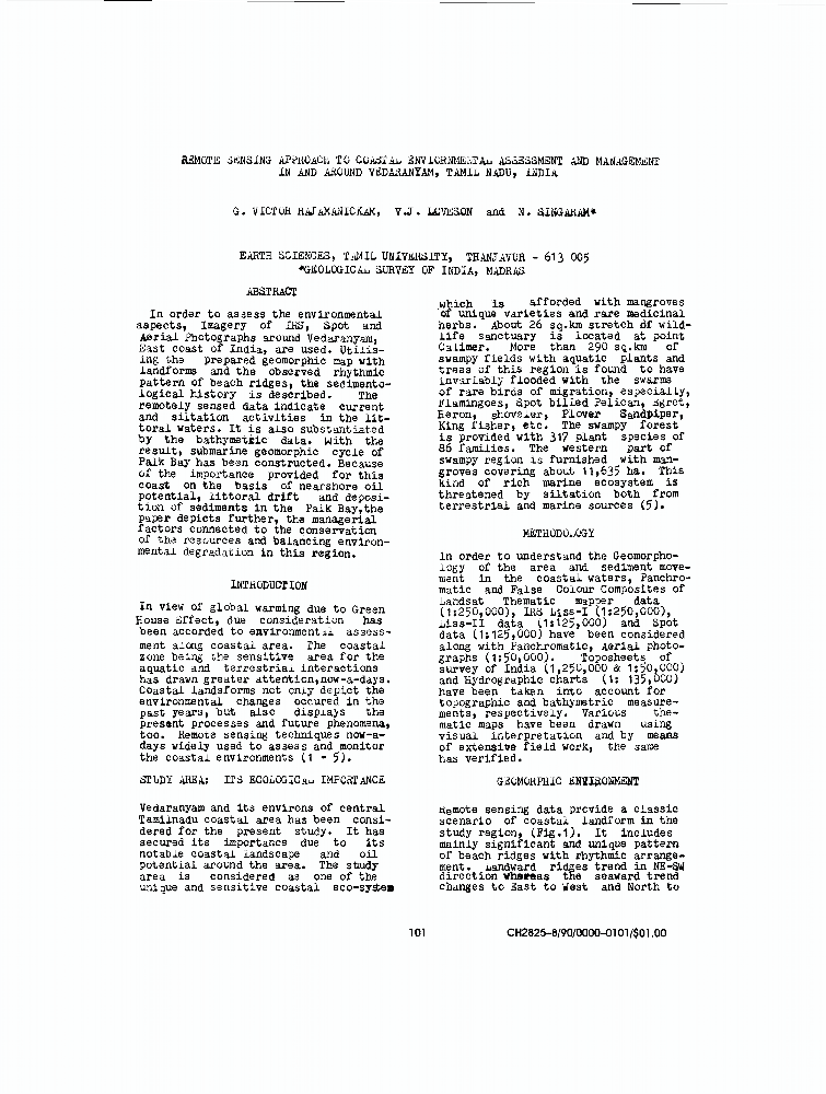 Remote sensing Approach To Coastal Environmental Assessment And