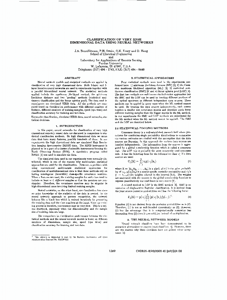 Classification Of Very High Dimensional Data Using Neural Networks IEEE Conference Publication