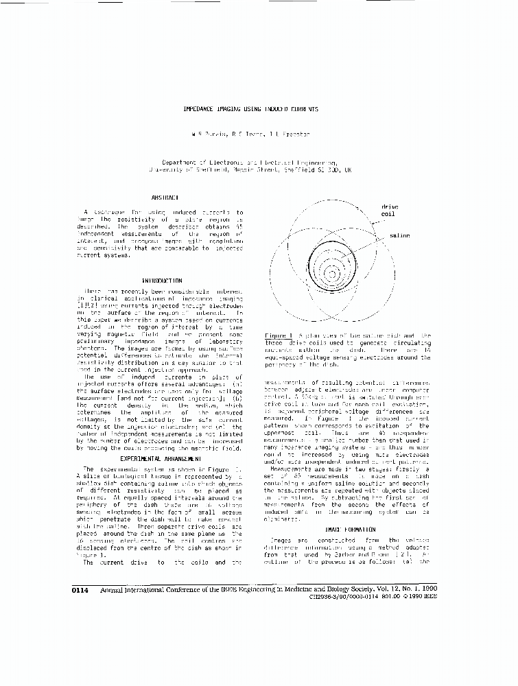 Impedance Imaging Using Induced Currents IEEE Conference Publication