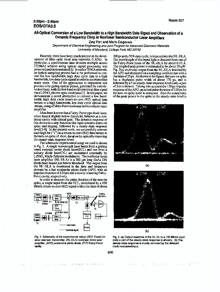 Alloptical Conversion Of A Low Bandwidth To A High Bandwidth Date