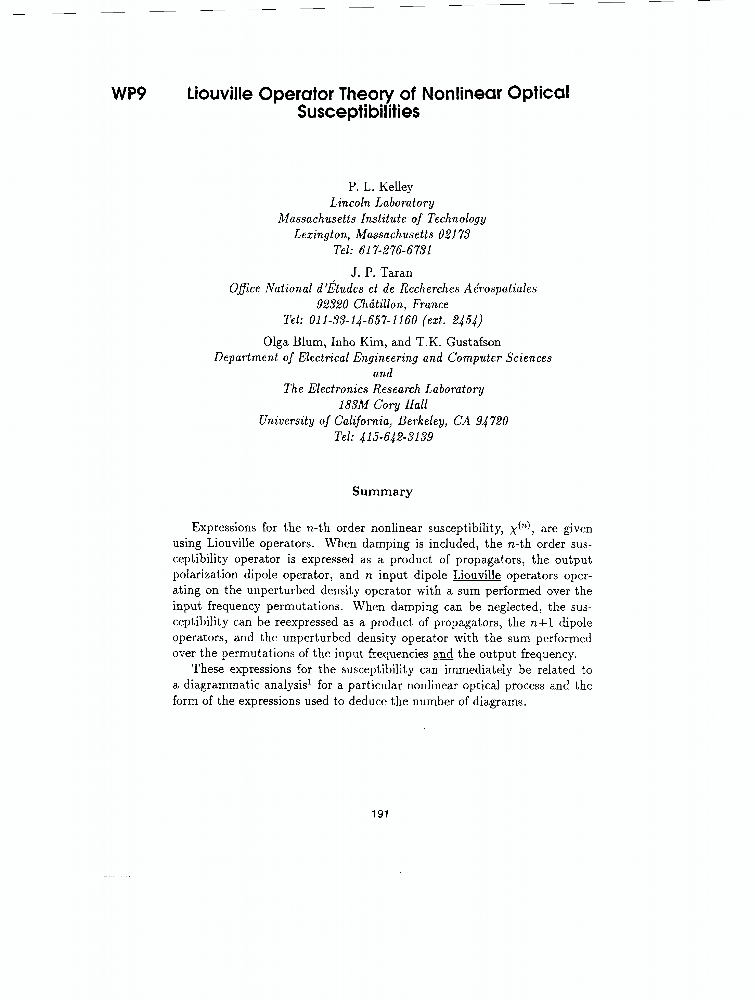 Liouville Operator Theory Of Optical Susceptibilities IEEE Conference Publication