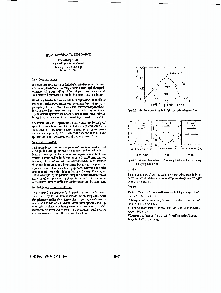 Simulation of wear of tape head contours IEEE Conference Publication