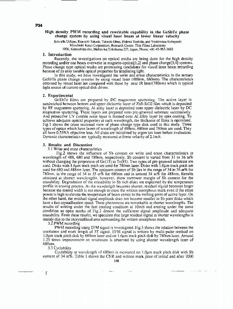 High Density PWM Recording And Rewritable Capability In The GeSbTe