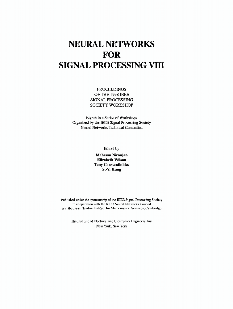 Neural Networks for Signal Processing VIII IEEE Conference