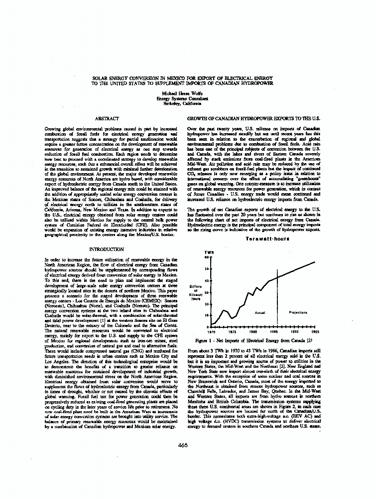 Solar Energy Conversion In Mexico For Export Of Electrical Energy