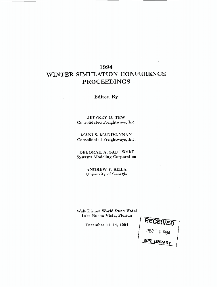 Proceedings of Winter Simulation Conference IEEE Conference