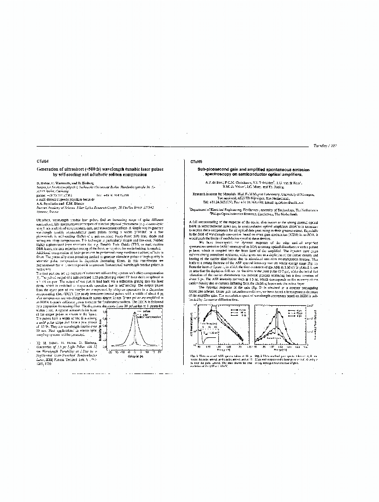 Generation Of Ultrashort 500 Fs Wavelength Tunable Laser Pulses By Self Seeding And Adiabatic Soliton Compression Ieee Conference Publication Ieee Xplore