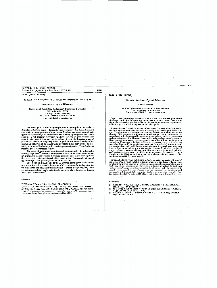 Electro Optic Properties Of Poled And Unpoled Copolymers Ieee Conference Publication