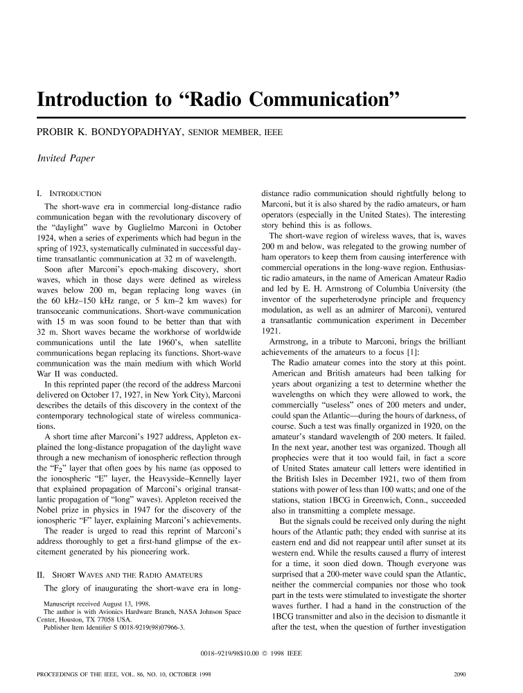 Introduction To "Radio Communication" | IEEE Journals & Magazine | IEEE  Xplore