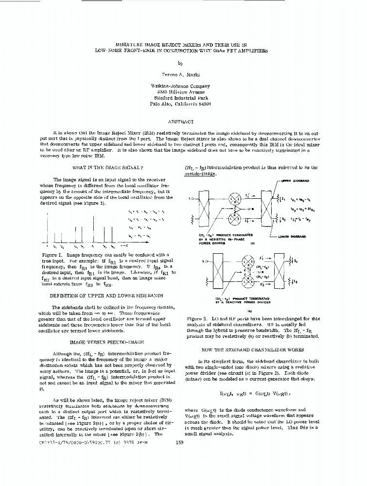 Miniature Image Reject Mixers And Their Use In Lownoise Frontends In