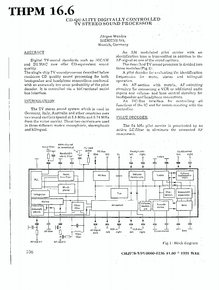 CDquality Digitally Controlled TV Stereo Sound Processor IEEE