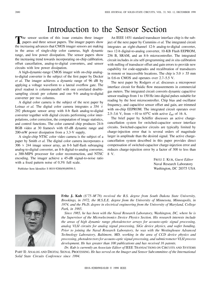 Introduction To The Sensor Section IEEE Journals & Magazine IEEE Xplore