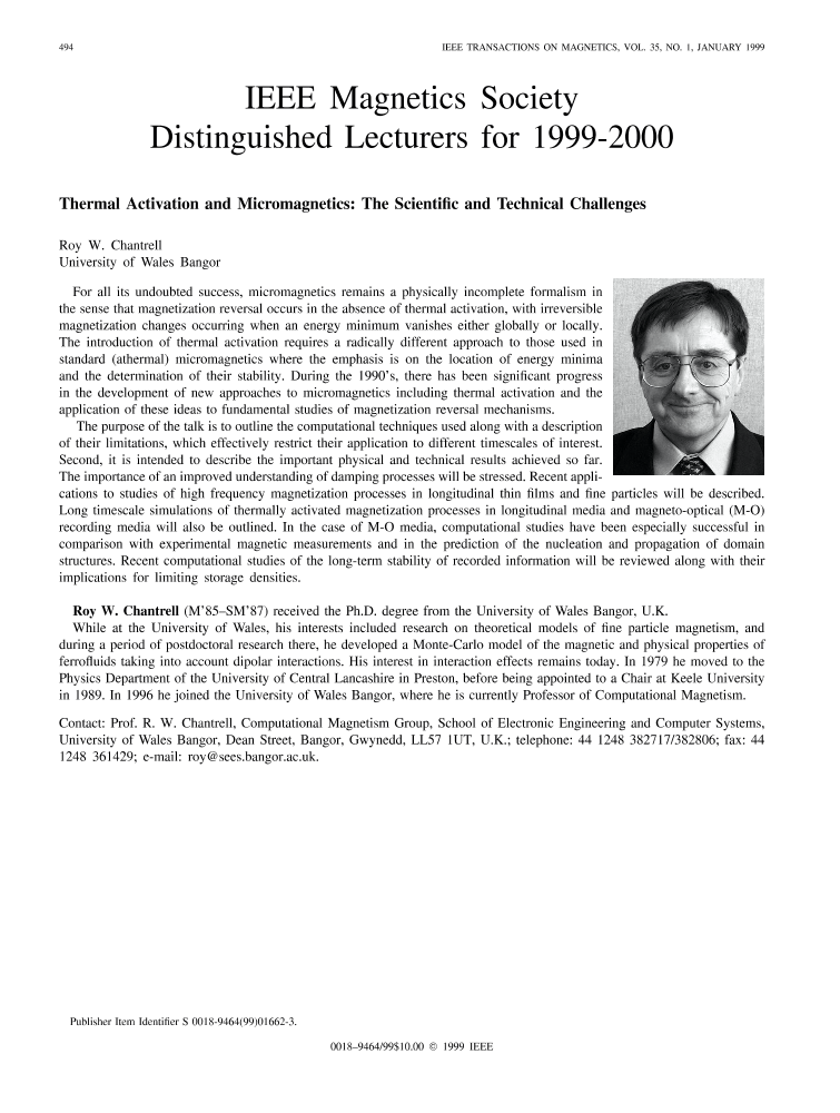 IEEE Society Distinguished Lecturers for 19992000 IEEE Journals & Magazine IEEE